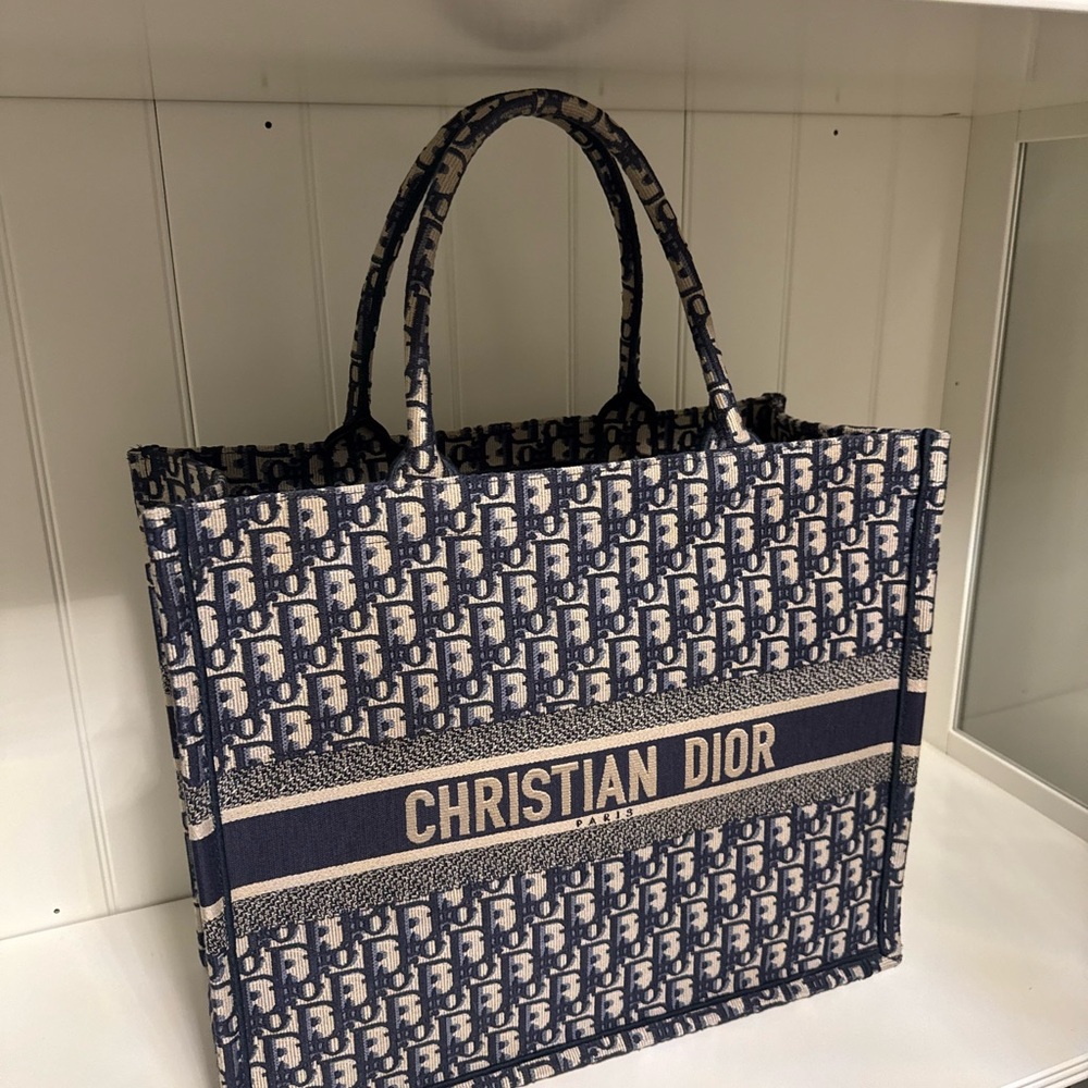 Dior Navy and Beige Tote Bag